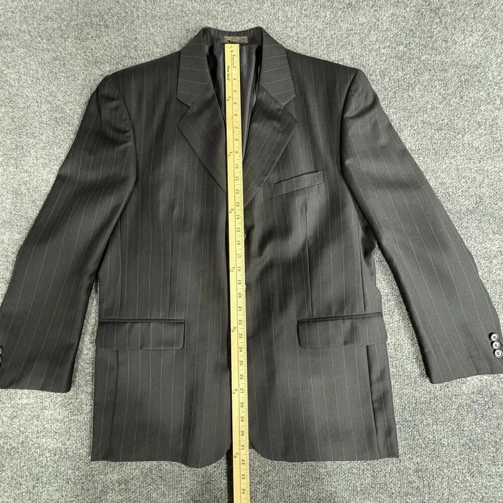 Oleg Cassini Suit Mens 42R Charcoal Pinstripe 2 Piece Wool Cashmere Jacket Pants